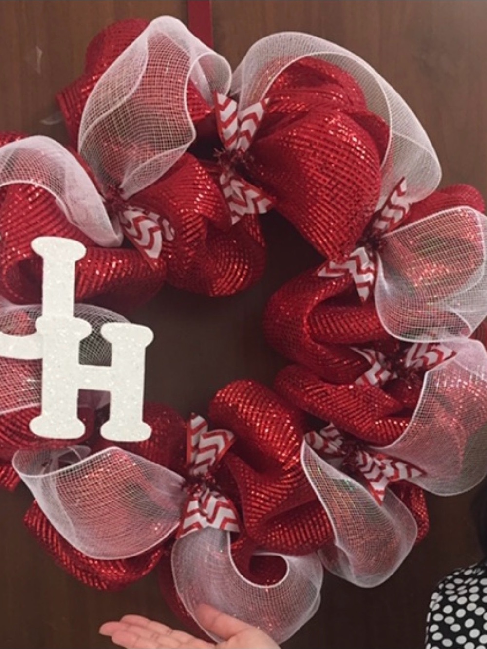 Festive Red and White Wreath for the University of Houston Fan!